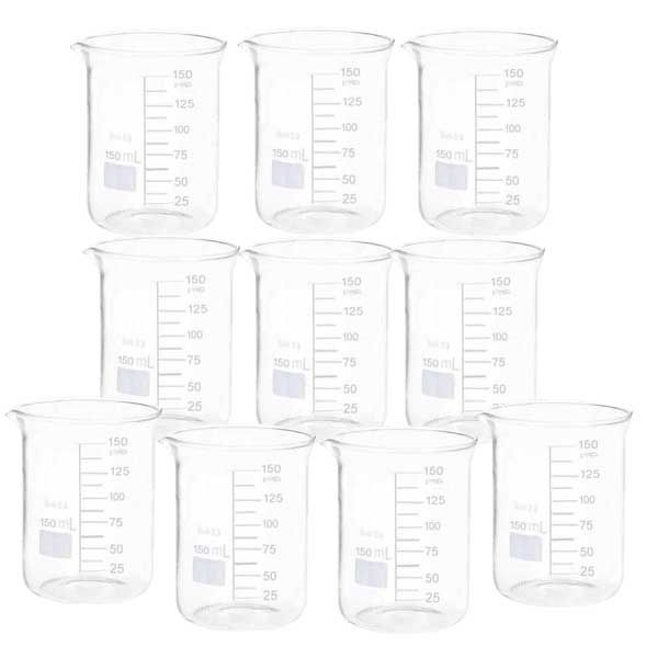 بشر آزمایشگاه مدل beaker ظرفیت 150 میلی لیتر بسته 10 عددی