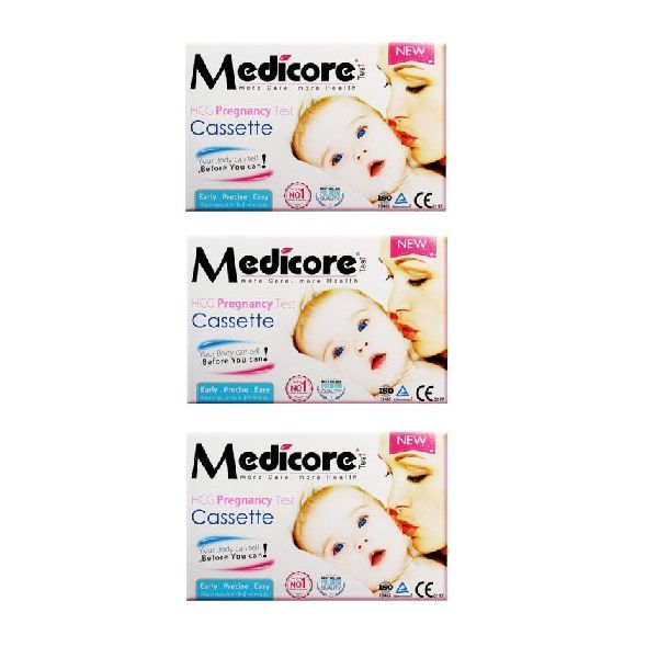 تست بارداری مدیکور مدل cassette ۹۹.۸٪ بسته 3 عددی