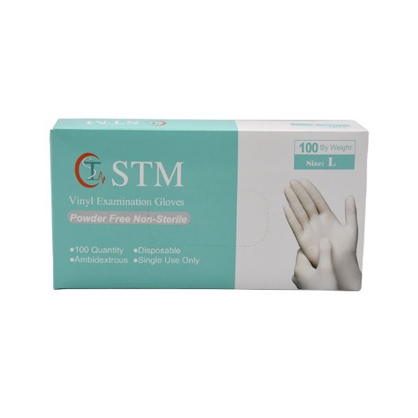 دستکش طبی وینیل اس تی ام مدل 01l سایز لارج بسته 100 عددی