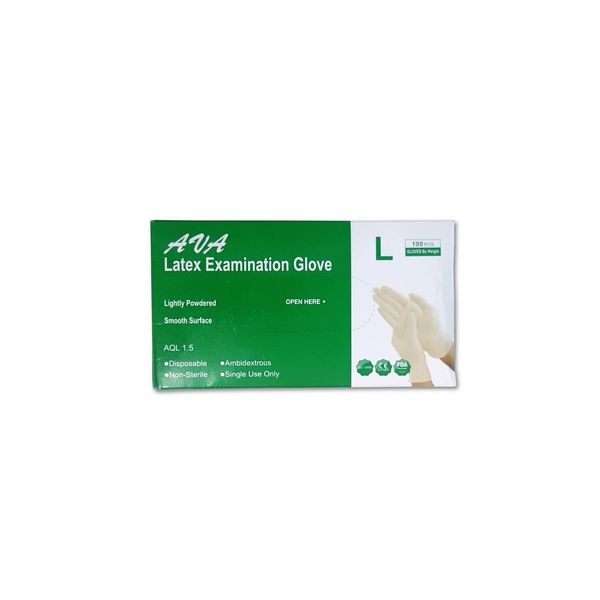 دستکش لاتکس آوا مدل 01l سایز لارج بسته 100 عددی