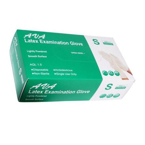 دستکش لاتکس آوا مدل 01s سایز اسمال بسته ده عددی