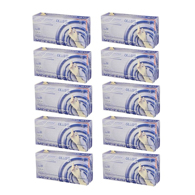 دستکش لاتکس غیر پودری مدل اوپی پرفکتl1 سایز متوسط (m) بسته 10 بسته 100 عددی