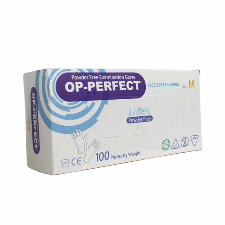 دستکش لاتکس مدل op perfect بسته 100 عددی سایز مدیوم