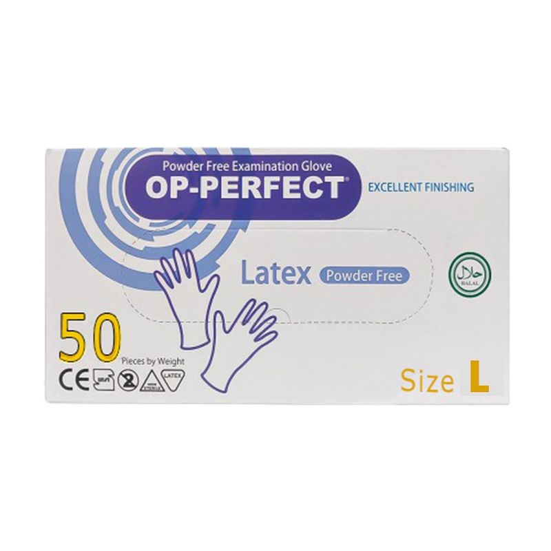 دستکش لاتکس مدل op perfect سایز لارج بسته 50 عددی