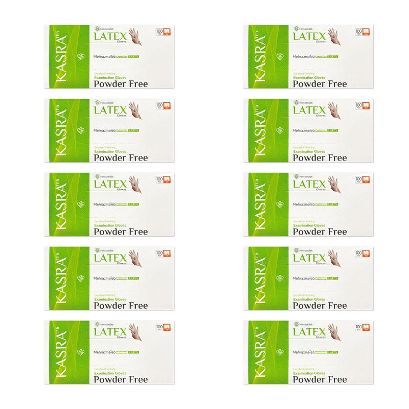دستکش لاتکس کسری طب مدل excellent finishing سایز m ده بسته 100 عددی