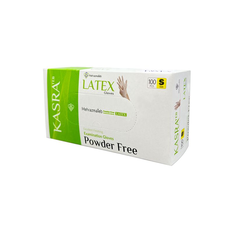 دستکش لاتکس کسری طب مدل excellent finishing سایز s بسته 100 عددی