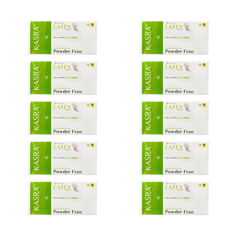دستکش لاتکس کسری طب مدل excellent finishing سایز s ده بسته 100 عددی