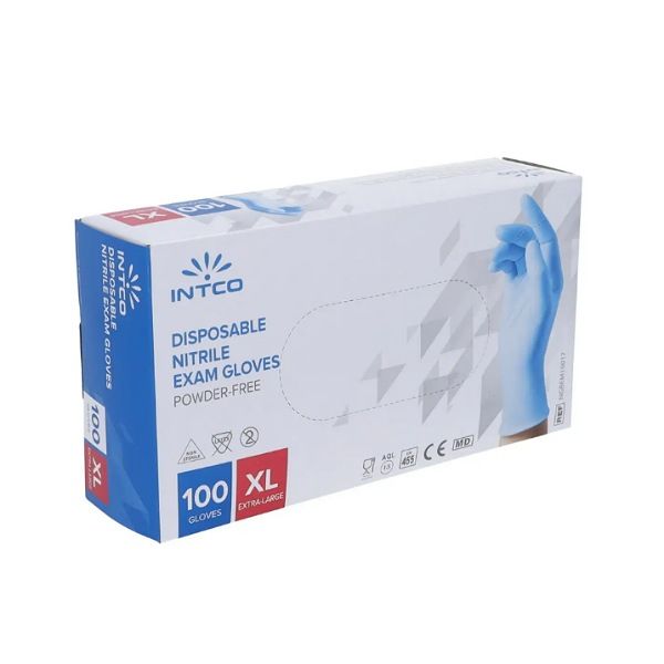 دستکش نیتریل اینتکو مدل 01 سایز ایکس لارژ بسته ۱۰۰ عددی