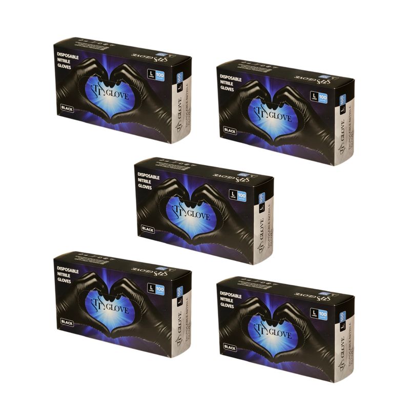 دستکش نیتریل غیر پودری مدل  ttمجموعه 5 عددی سایز بزرگ (l) پنج بسته 100 عددی