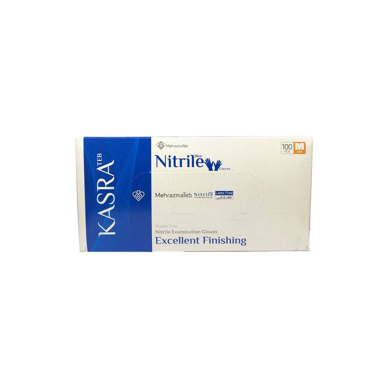 دستکش نیتریل غیر پودری مدل 01m سایز متوسط بسته 100 عددی