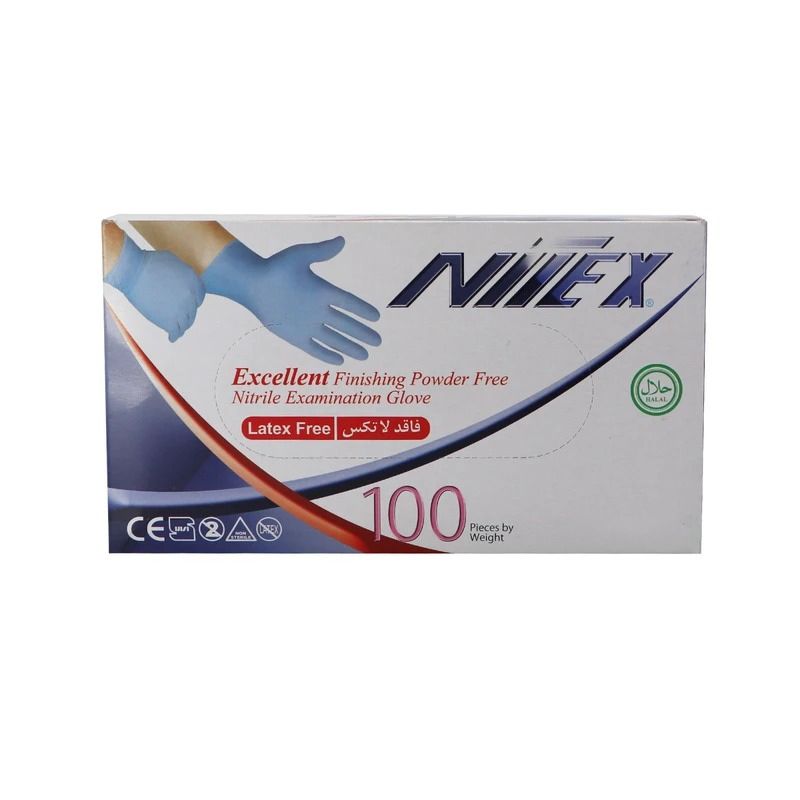 دستکش نیتریل غیر پودری نیتکس مدل 100 سایز کوچک (s) بسته 100 عددی