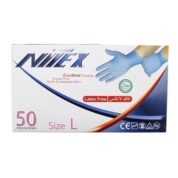 دستکش نیتریل نیتکس مدل 001l سایز لارژ بسته 50 عددی