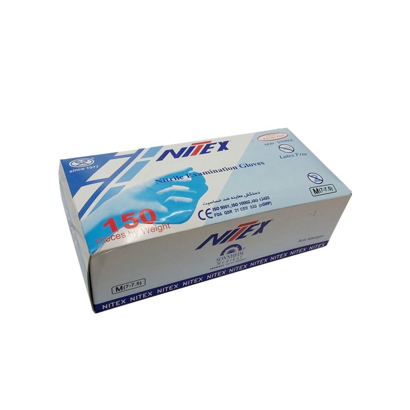 دستکش نیتریل نیتکس مدل 015l سایز لارج بسته 150 عددی