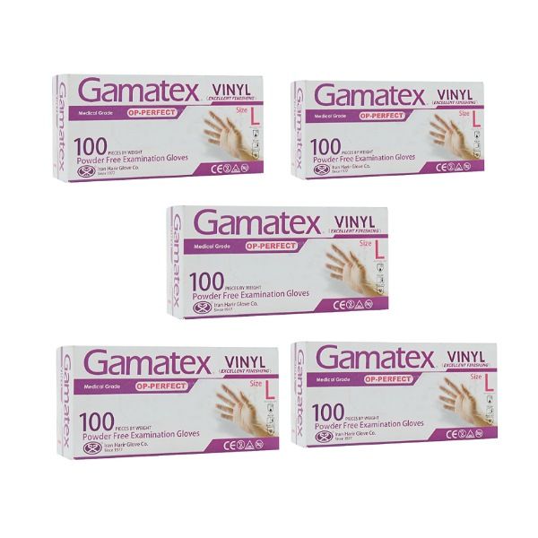 دستکش وینیل غیر پودری حریر مدل 0gl سایز بزرگ (l) پنج بسته 100 عددی