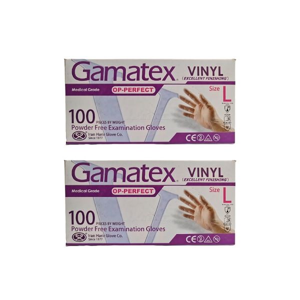 دستکش وینیل غیر پودری حریر مدل 2gl سایز بزرگ (l) دو بسته 100 عددی