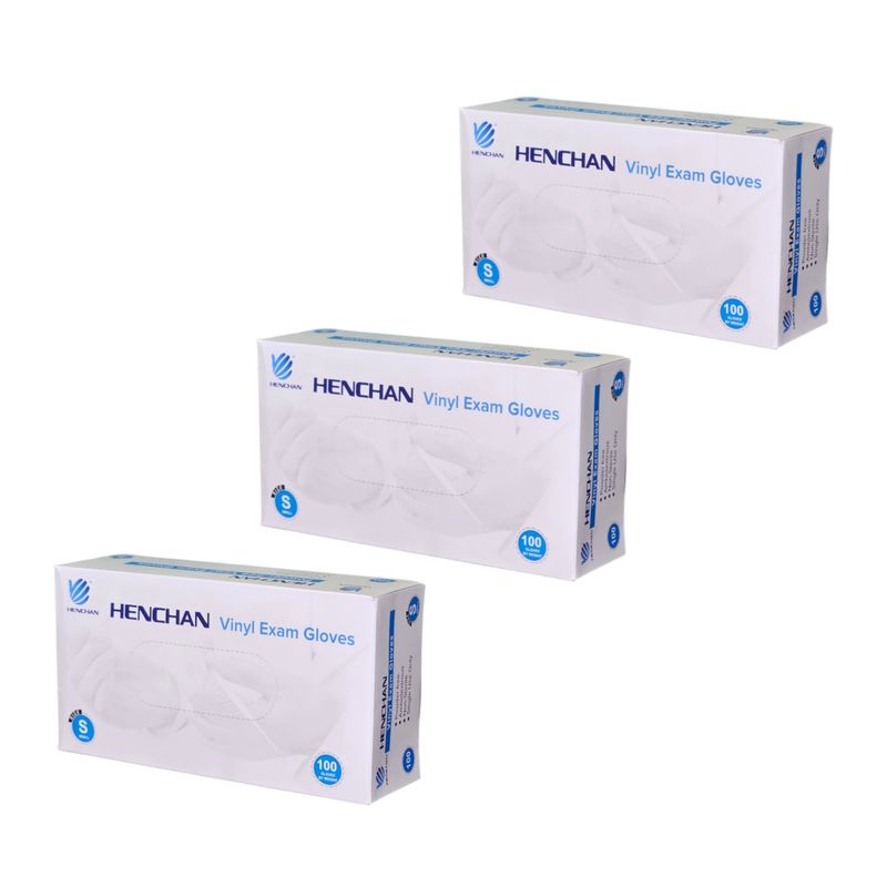 دستکش وینیل غیر پودری مدل هنچان03 سایز کوچک (s) بسته 3 عددی