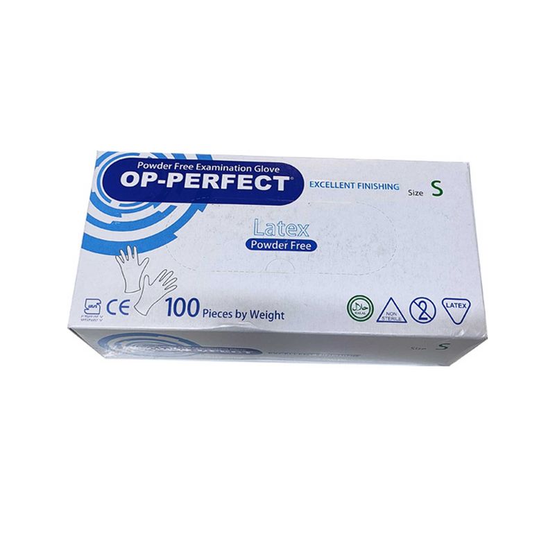 دستکش یکبار مصرف لاتکس حریر مدل op perfect سایز اسمال ده بسته 100 عددی