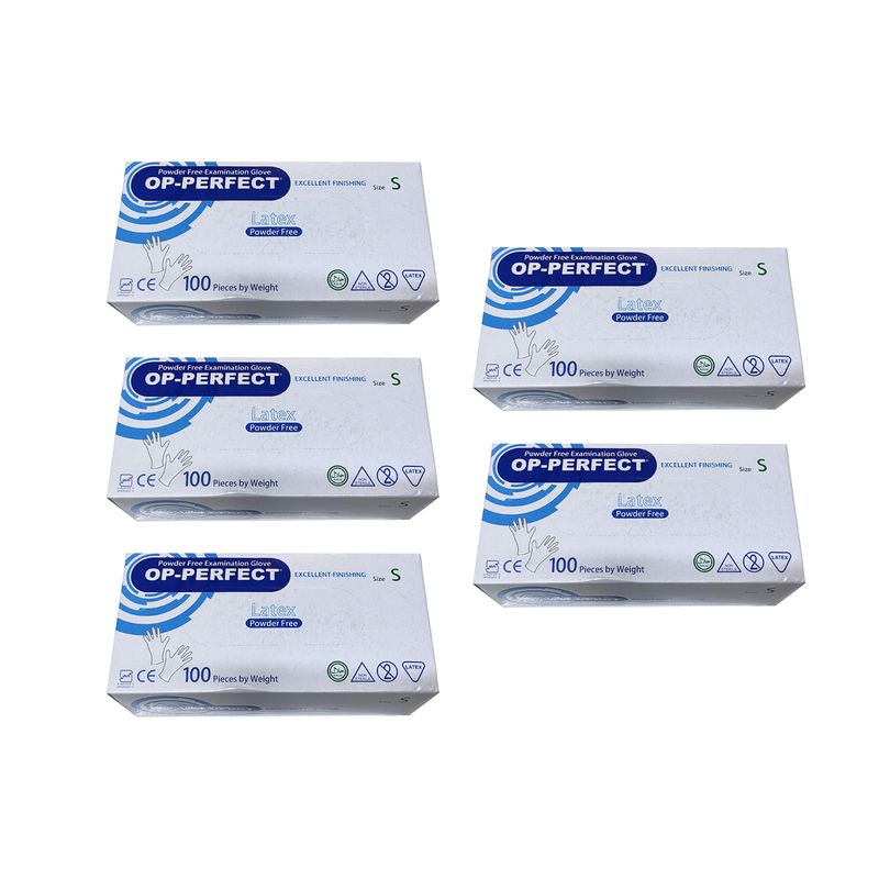 دستکش یکبار مصرف لاتکس حریر مدل op perfect سایز اسمال مجموعه 5 عددی