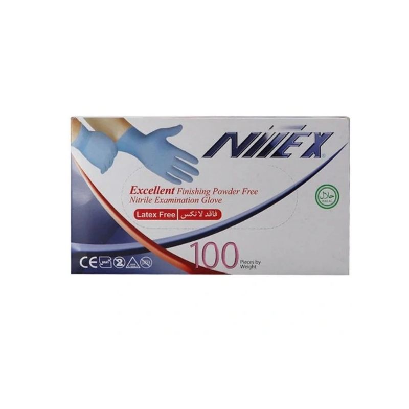 دستکش یکبار مصرف نیتریل مدل nitex سایز m بسته 100 عددی