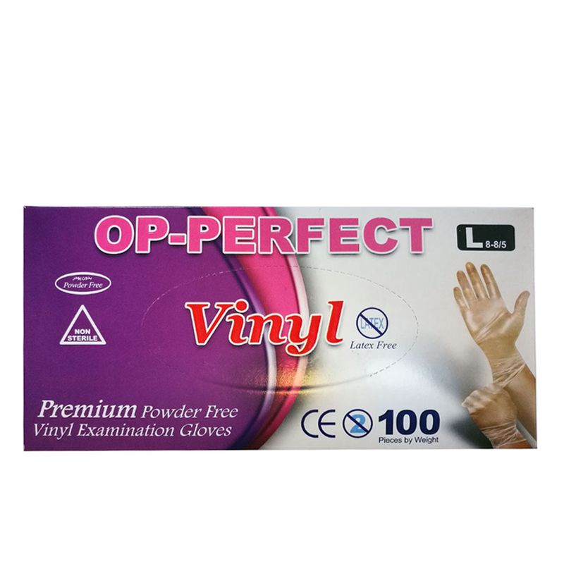 دستکش یکبار مصرف ونیل مدل op perfect بسته 100 عددی
