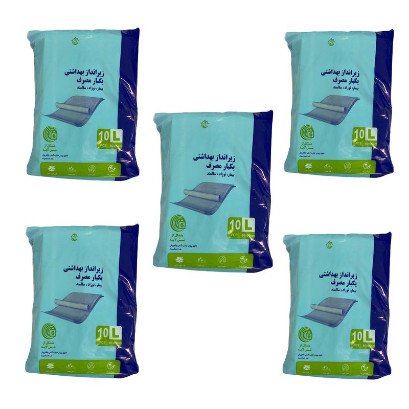 زیر انداز بهداشتی یکبار مصرف بیمار مدل آنتی باکتریال مجموعه 5 عددی
