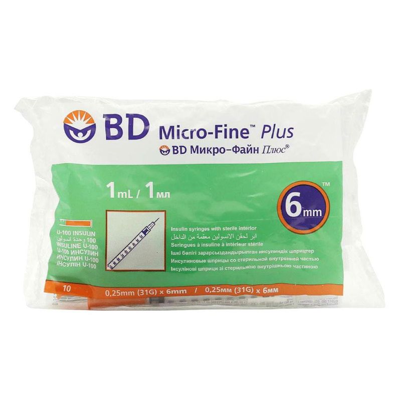 سرنگ انسولین بی دی مدل micro fine plus حجم 1 میلی لیتر بسته 10 عددی