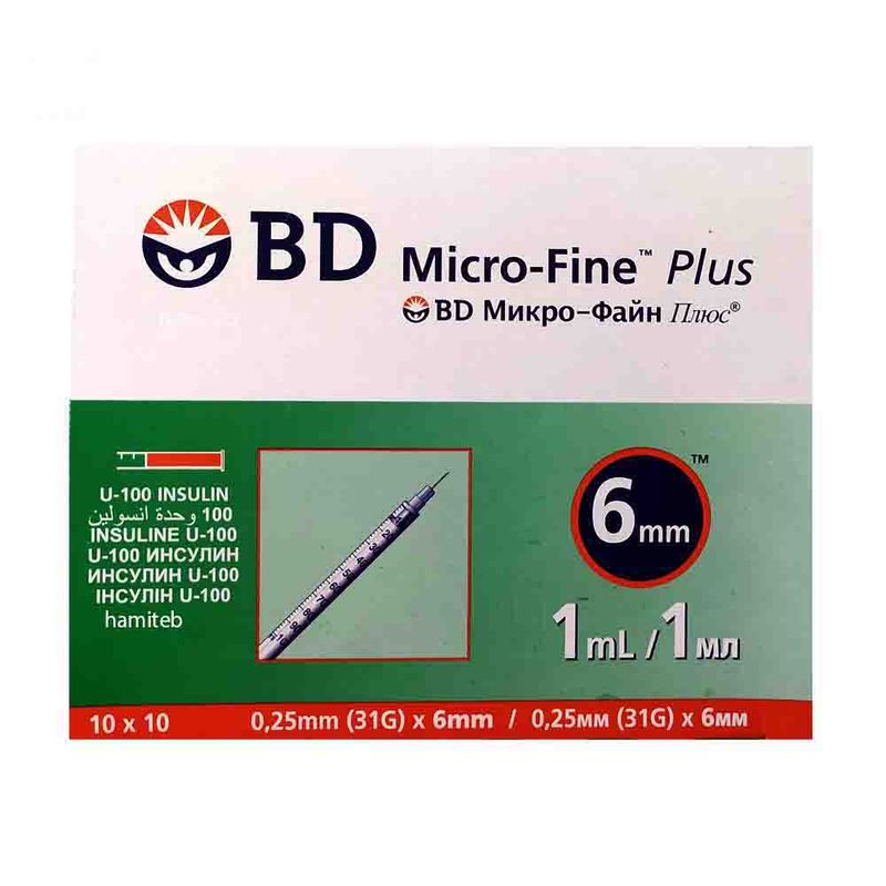 سرنگ انسولین بی دی مدل micro fine plus حجم 1 میلی لیتر بسته 100 عددی