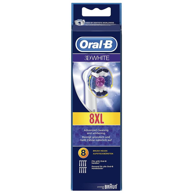 سری یدک مسواک برقی اورال بی مدل 3d white بسته 8 عددی