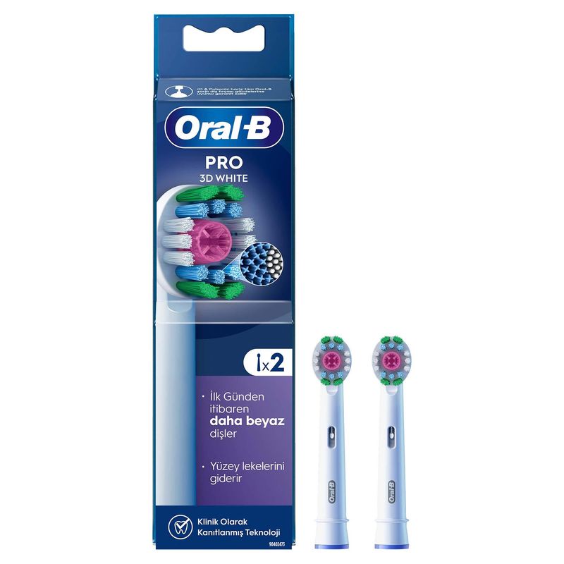 سری یدک مسواک برقی اورال بی مدل pro 3d white بسته 2 عددی