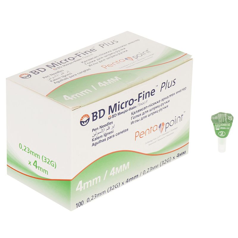 سوزن قلم انسولین بی دی مدل micro fine سایز 4 میلی‌متر 100 عددی