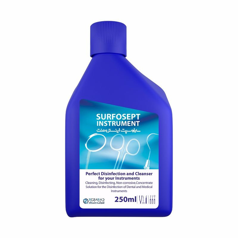 ضد عفونی کننده تجهیزات بیمارستانی شرکت رضاراد مدل surfosept instrument حجم 250 میلی لیتر بسته 24 عددی