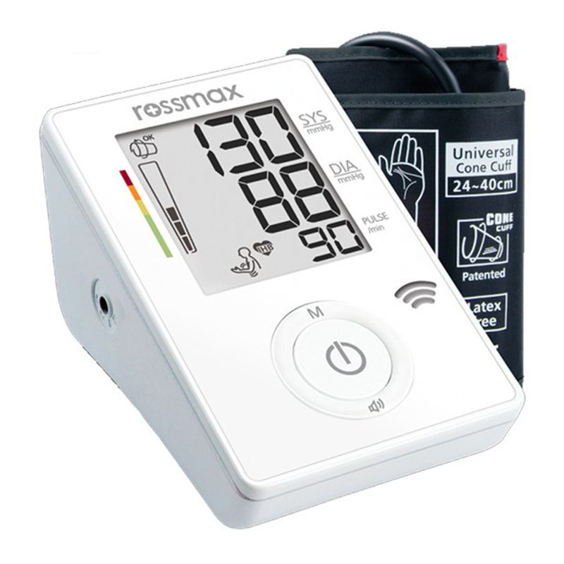 فشارسنج بازویی رزمکس مدل cf175f با اعلام صوتی فارسی حافظه 90 نتیجه تشخیص حرکت آشکارساز ضربان نامنظم قلب میانگین‌گیری 3 نتیجه آخر و درجه‌بندی ریسک فشار خون