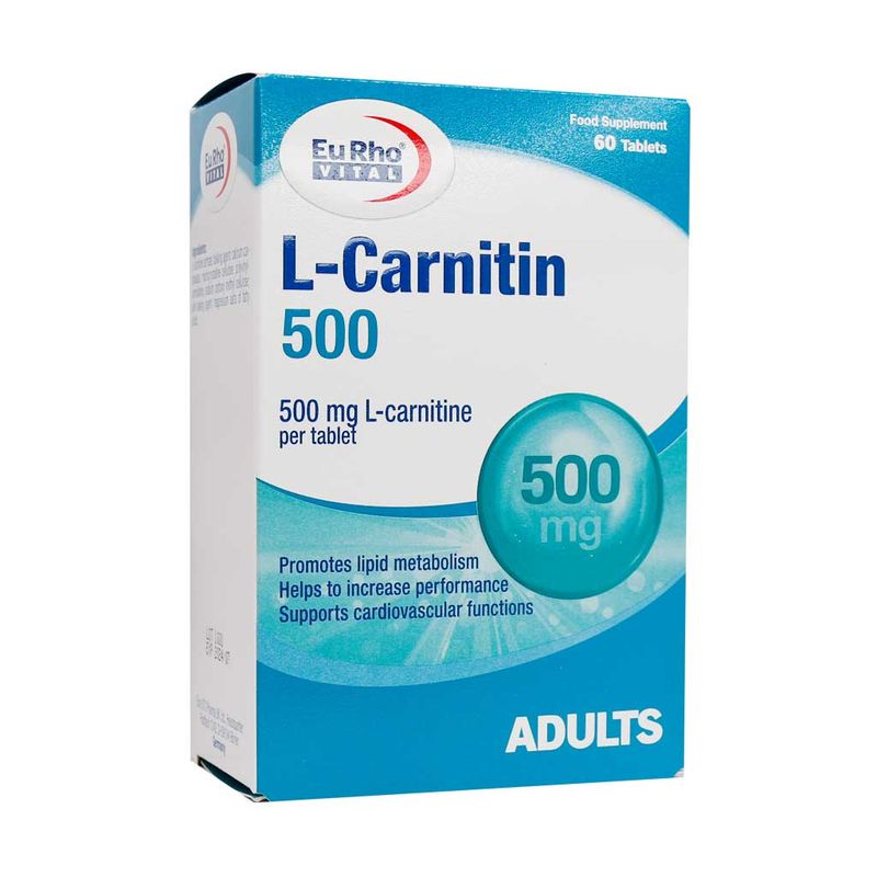 قرص ال کارنیتین یوروویتال 500 میلی گرم بسته 60 عددی