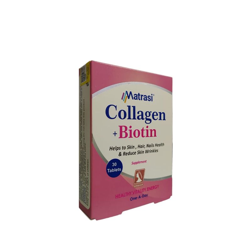 قرص کلاژن پلاس بیوتین ماتراسی بسته 30 عددی تقویت‌کننده پوست مو و ناخن و حفظ سلامت و کاهش چین‌وچروک