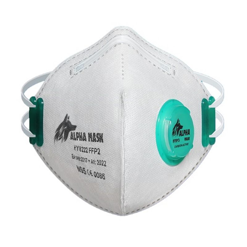 ماسک تنفسی آلفا ماسک مدل فیلتر دار کد n95 بسته 12 عددی
