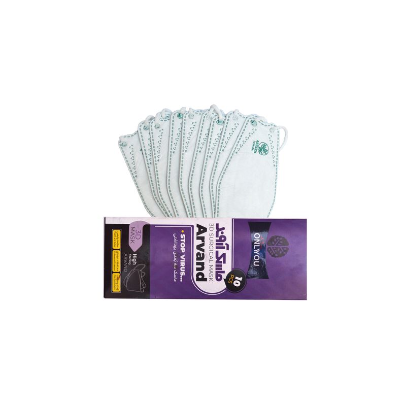 ماسک تنفسی اونلی یو مدل آروند سه بعدی wht grn 638 بسته 10 عددی
