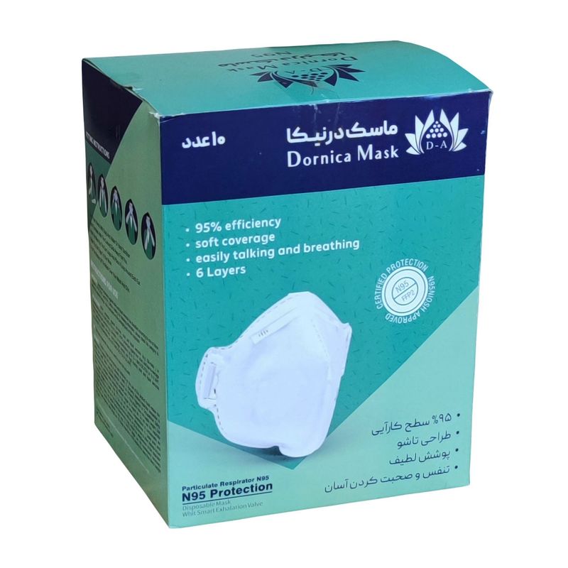 ماسک تنفسی درنیکا مدل n95 پنج لایه بسته 10 عددی
