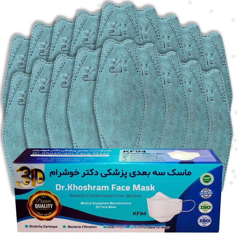 ماسک تنفسی دکترخوشرام مدل سه بعدی 3d006 بسته 20 عددی