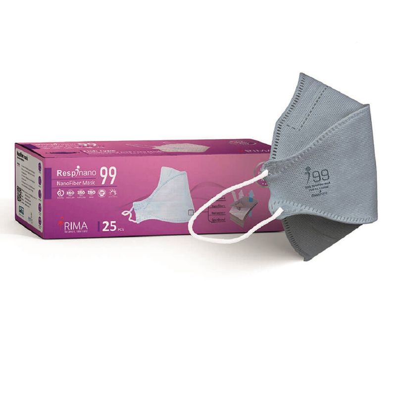 ماسک تنفسی ریما مدل سه بعدی n99 نانوالیاف رسپی نانو بسته 25 عددی