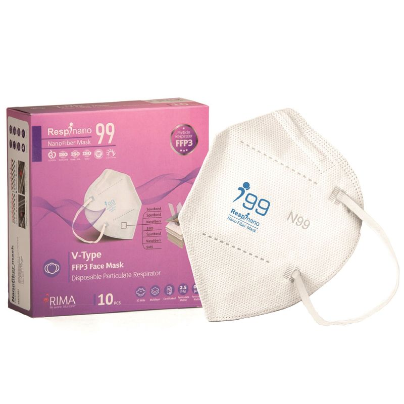 ماسک تنفسی ریما مدل وی تایپ n99 نانوالیاف کد classic n99 بسته 10عددی