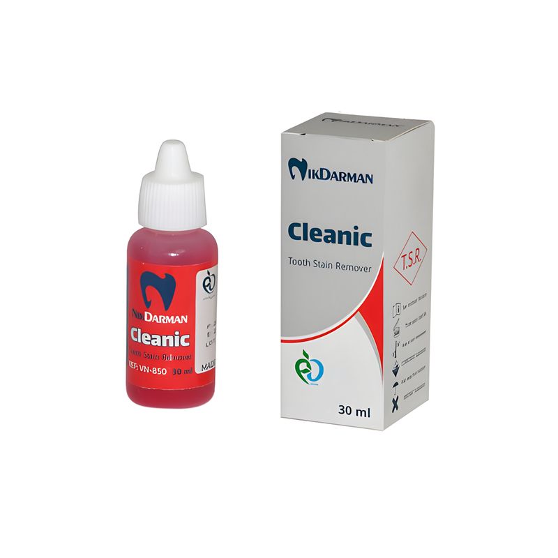 محلول لکه بر دندان نیک درمان مدل cleanic (t.s.r) حجم 30 میلی لیتر