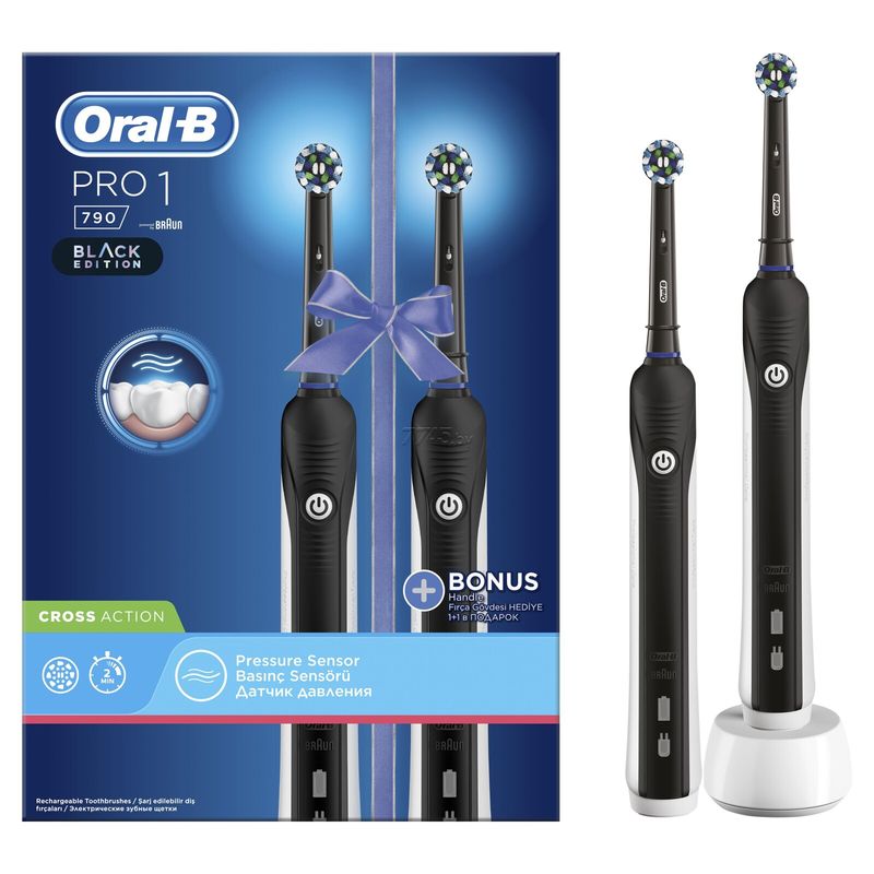 مسواک برقی اورال بی مدل pro1 790 black edition بسته 2 عددی