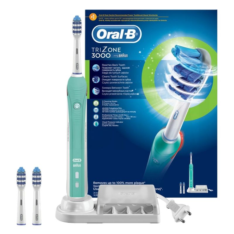مسواک برقی اورال بی مدل trizone 3000 به همراه سری اضافه مجموعه 2 عددی