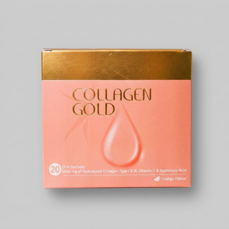 مکمل خوراکی سلامت پوست آدریان مدل collagen gold بسته 100 عددی حاوی کلاژن هیدرولیز شده ویتامین c و اسید هیالورونیک برای کاهش چینوچروک و حفظ استحکام پوست