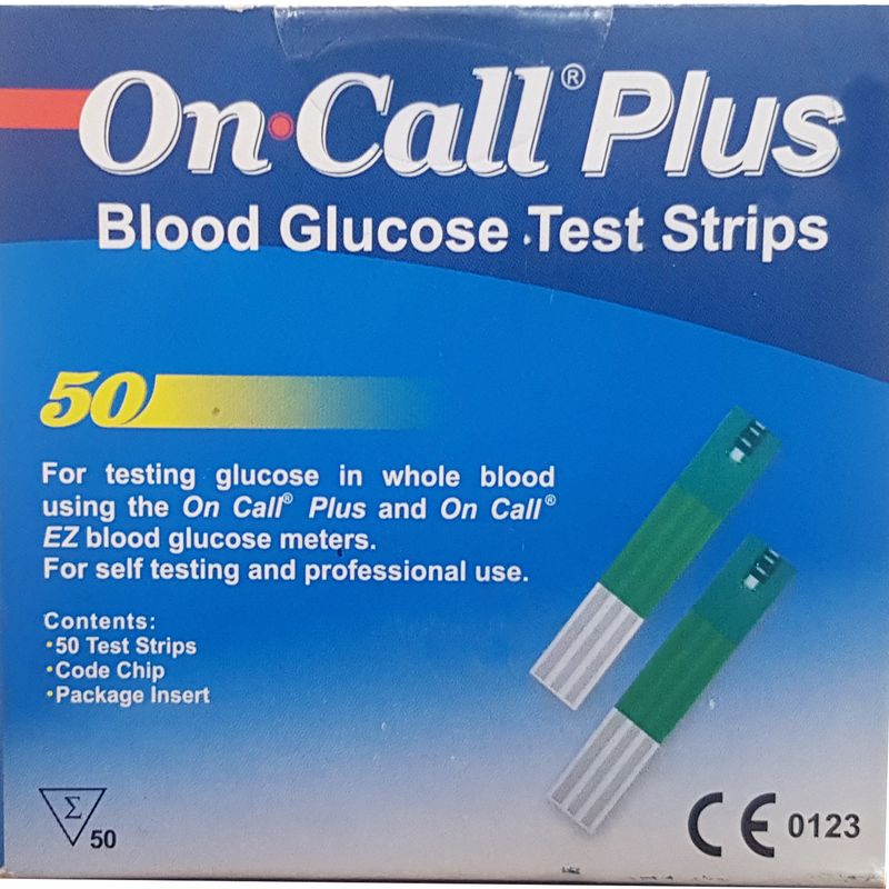 نوار تست قند خون ایکان مدل on call plus g133 115 بسته 50 عددی