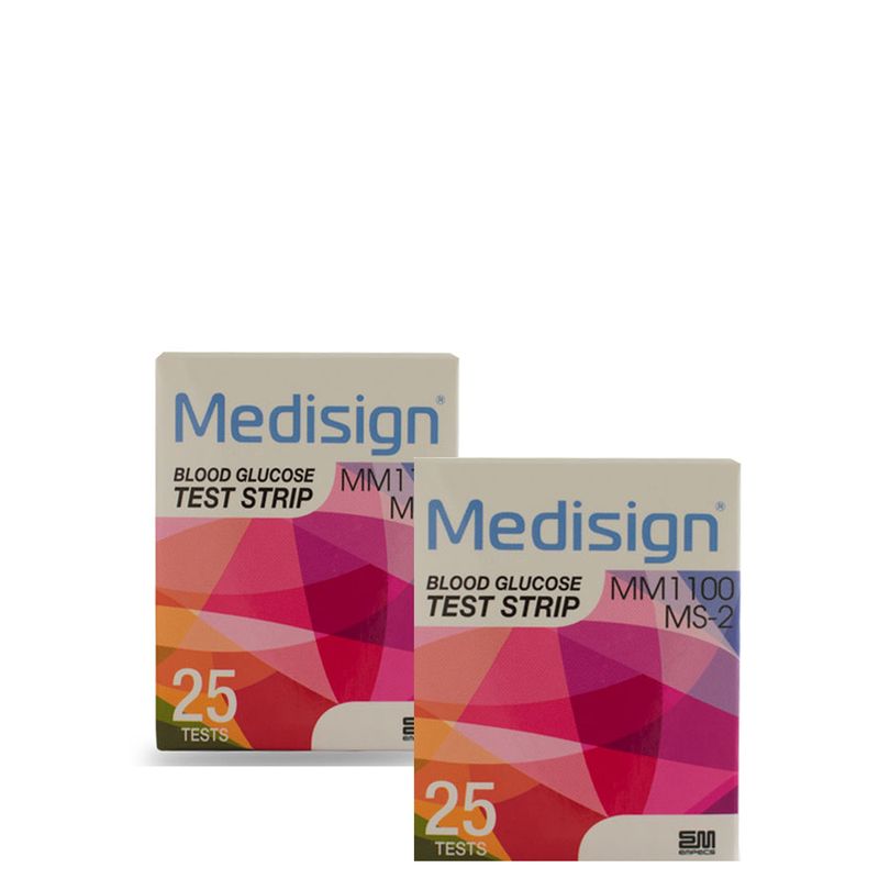 نوار تست قندخون مدیساین مدل ms 2 دو بسته 25 عددی