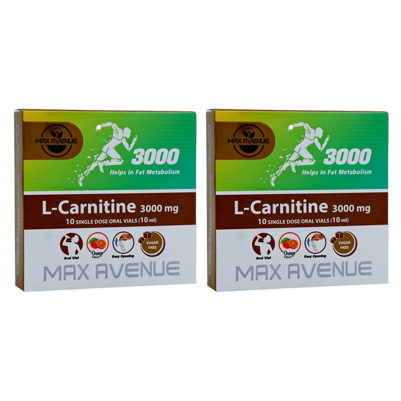 ویال خوراکی ال کارنیتین 3000 میلی گرم با طعم پرتقال مکس اونیو دو بسته 10 عددی