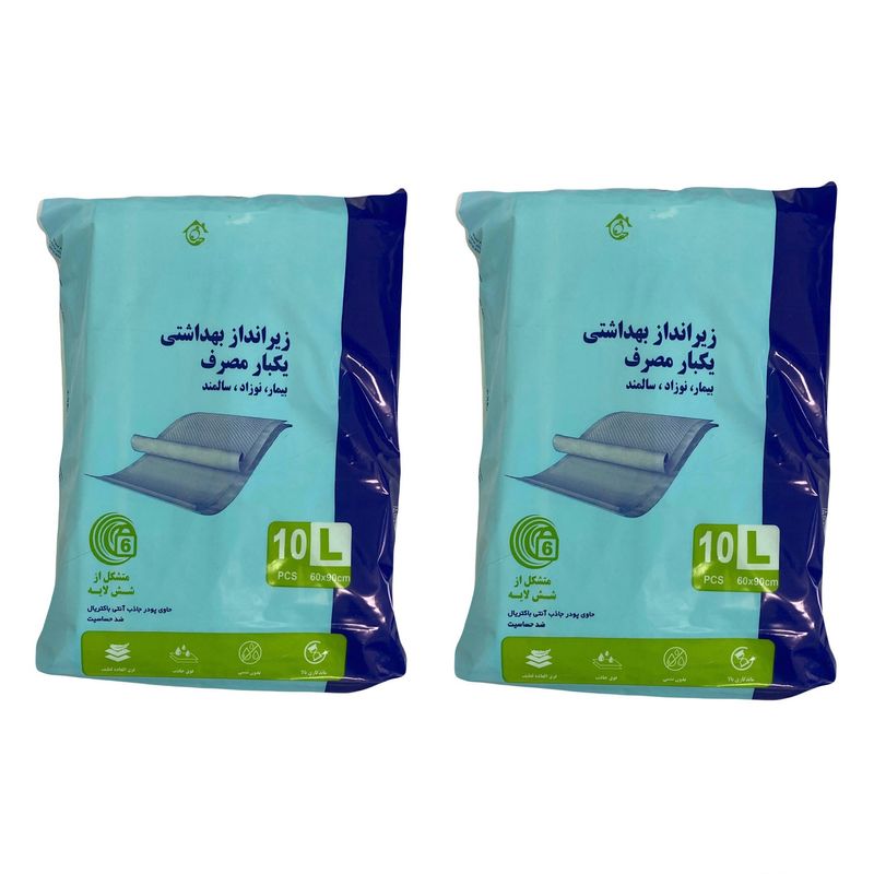 پد زیر انداز بهداشتی یکبار مصرف بیمار مدل dp2 مجموعه 2 عددی