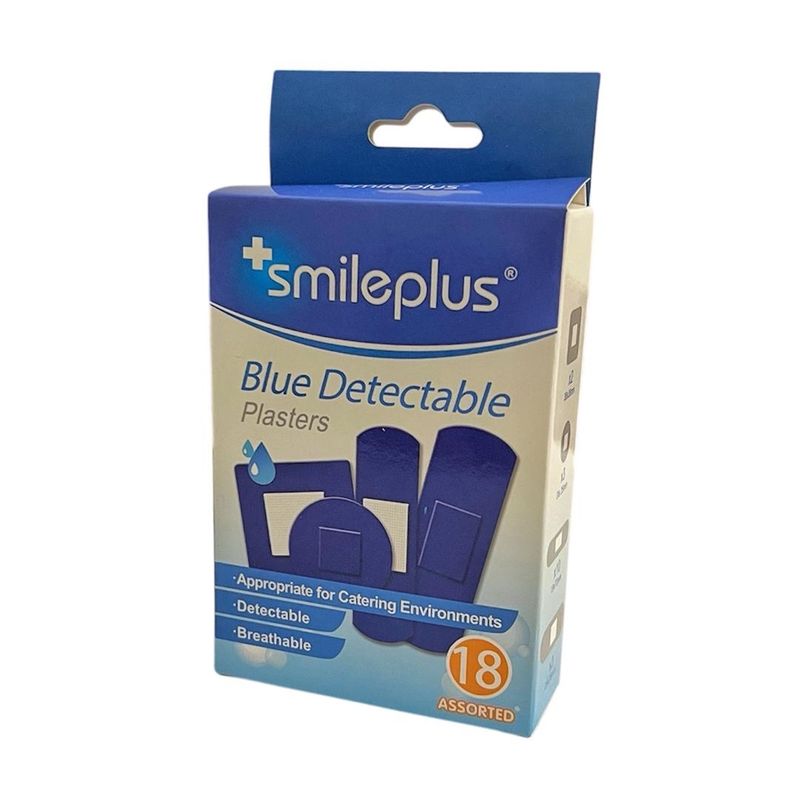 چسب زخم اسمایل پلاس مدل blue detectable کد 6304 بسته 18 عددی