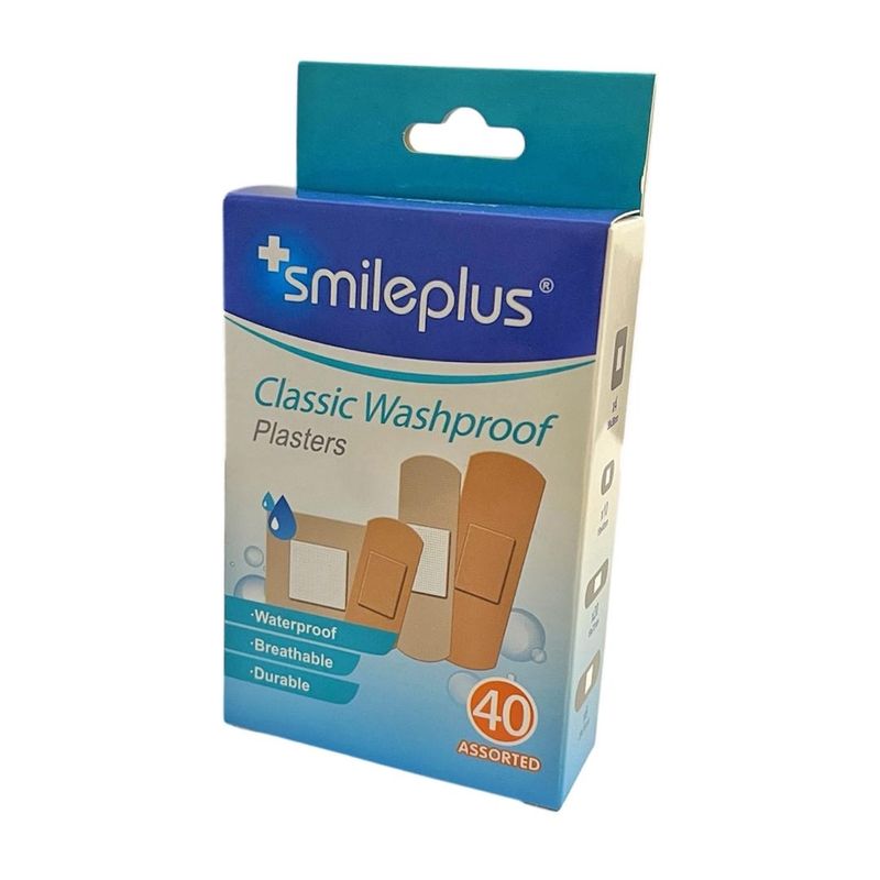 چسب زخم اسمایل پلاس مدل washproof mix کد 6303 بسته 40 عددی